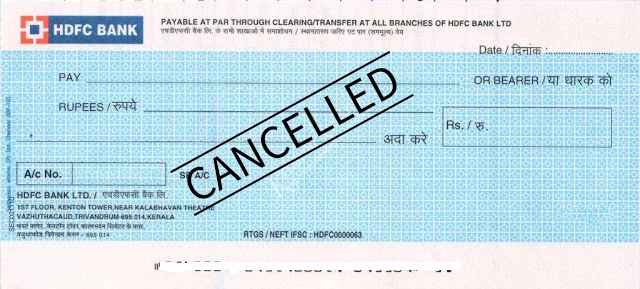 Cancelled Cheque Leaf