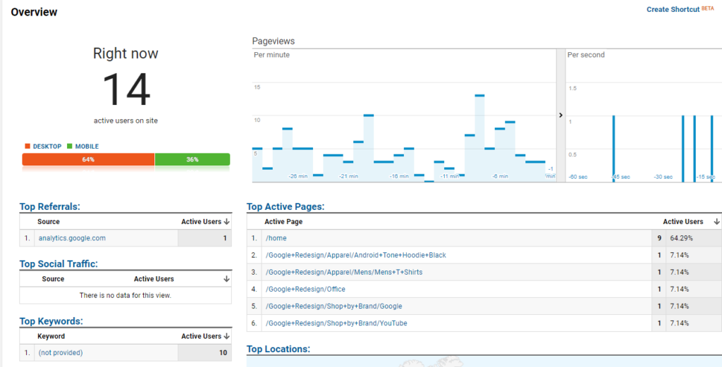Google Analytics setup and traffic reports
