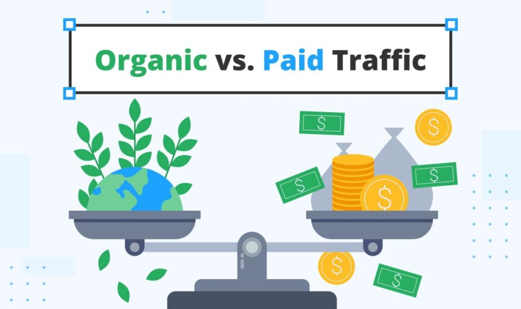 Comparison between organic traffic and paid traffic sources
